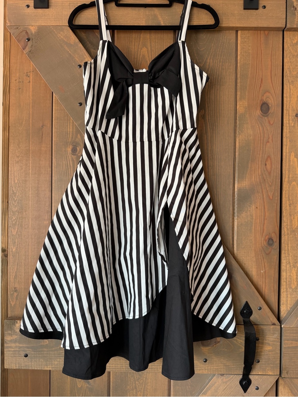 Black & White Striped Sundress with Bow Accent